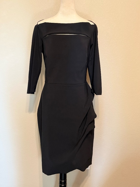 Chiara Boni Dresses & Skirts - Chiara Boni La Petite Robe Womens IT48 US12 Black Boatneck Faux Wrap Dress Italy